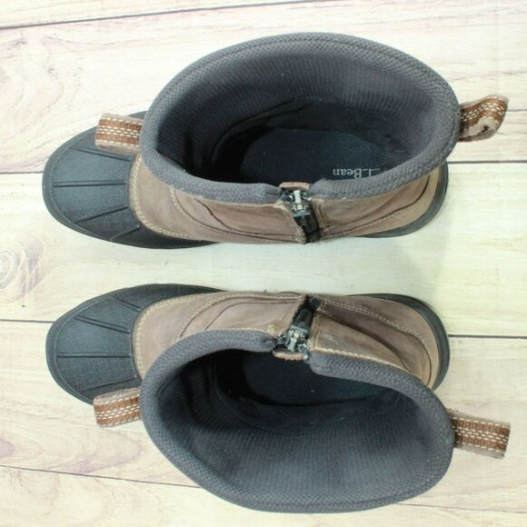 LL Bean Storm Chaser Brown Leather Insulated Chelsea Duck Boots Size 10.5 M - Picture 7 of 9